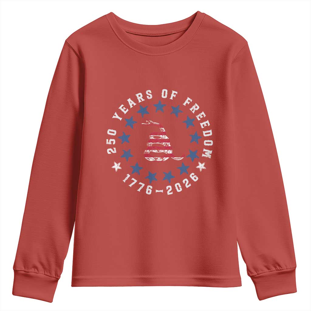 250 Years Of Freedom Youth Sweatshirt Gadsden Betty Ross Flag Ring of Stars American Patriot US