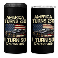 America Turns 250 I Turn 50 1976 50th Birthday 4 in 1 Can Cooler Tumbler Retro 70s Muscle Car Lover