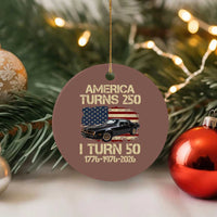 America Turns 250 I Turn 50 1976 50th Birthday Ceramic Ornament Retro 70s Muscle Car Lover