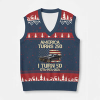 America Turns 250 I Turn 50 1976 50th Birthday V-Neck Knit Sweater Vest Retro 70s Muscle Car Lover