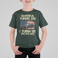 America Turns 250 I Turn 50 1976 50th Birthday T Shirt For Kid Retro 70s Muscle Car Lover