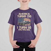 America Turns 250 I Turn 50 1976 50th Birthday T Shirt For Kid Retro 70s Muscle Car Lover