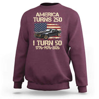 America Turns 250 I Turn 50 1976 50th Birthday Sweatshirt Retro 70s Muscle Car Lover