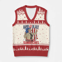 Happy 4th Of July To All You Sumbitches V-Neck Knit Sweater Vest Funny USA 250th Anniversary Independence Day