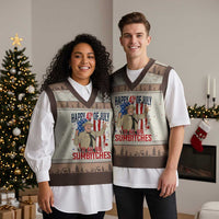 Happy 4th Of July To All You Sumbitches V-Neck Knit Sweater Vest Funny USA 250th Anniversary Independence Day