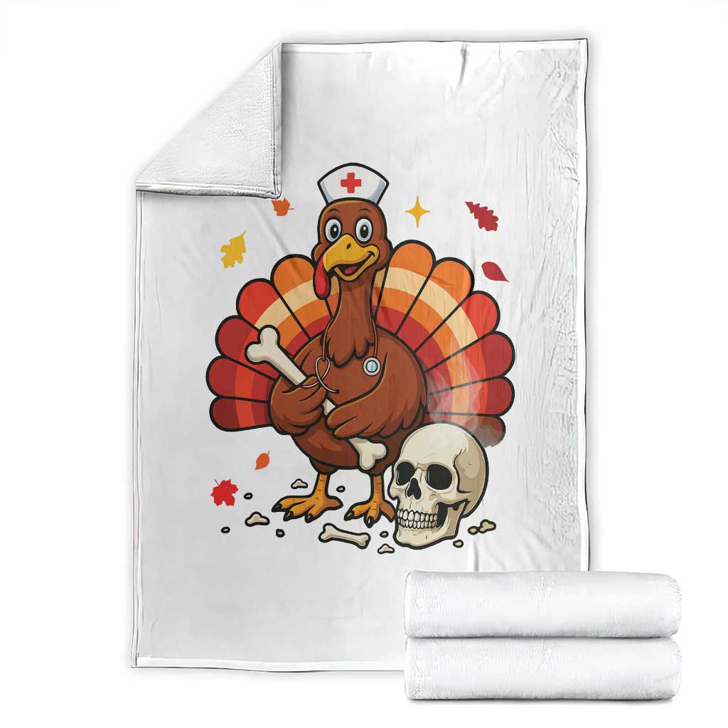 Funny Thanksgiving Nurse Turkey Throw Blanket Fall RN - Wonder Print Shop