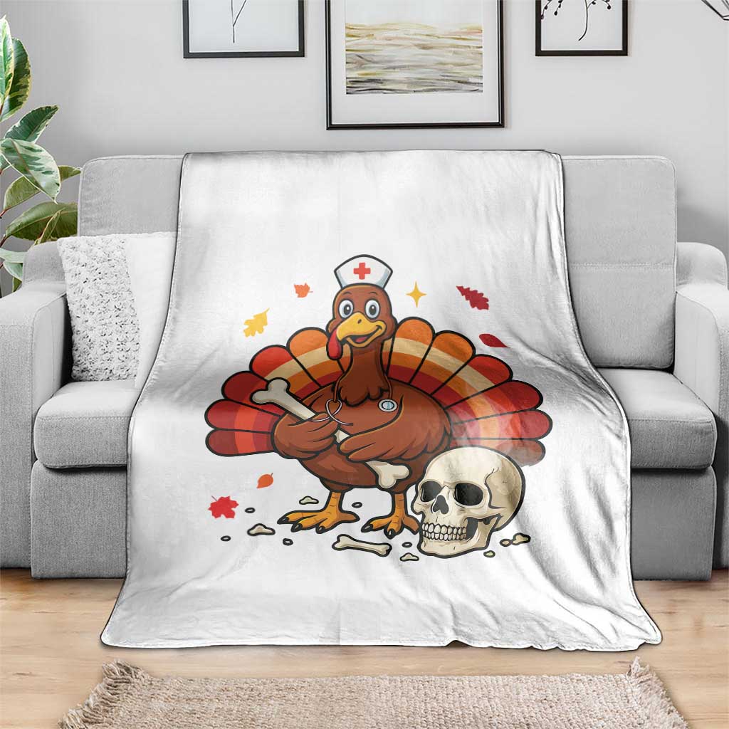 Funny Thanksgiving Nurse Turkey Throw Blanket Fall RN - Wonder Print Shop