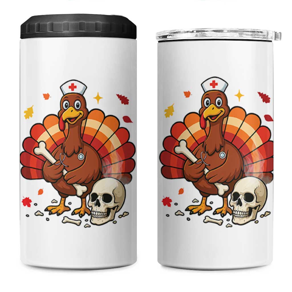 Funny Thanksgiving Nurse Turkey 4 in 1 Can Cooler Tumbler Fall RN - Wonder Print Shop