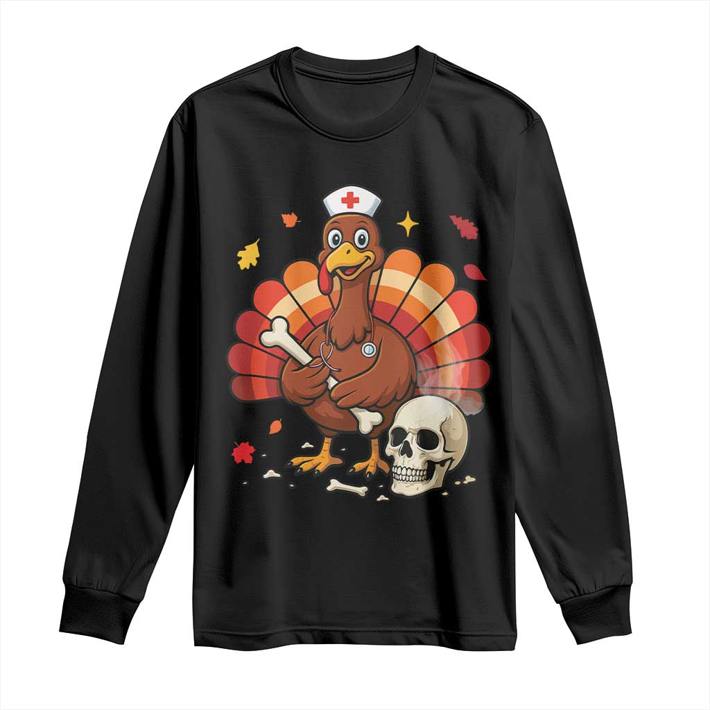 Funny Thanksgiving Nurse Turkey Long Sleeve Shirt Fall RN - Wonder Print Shop