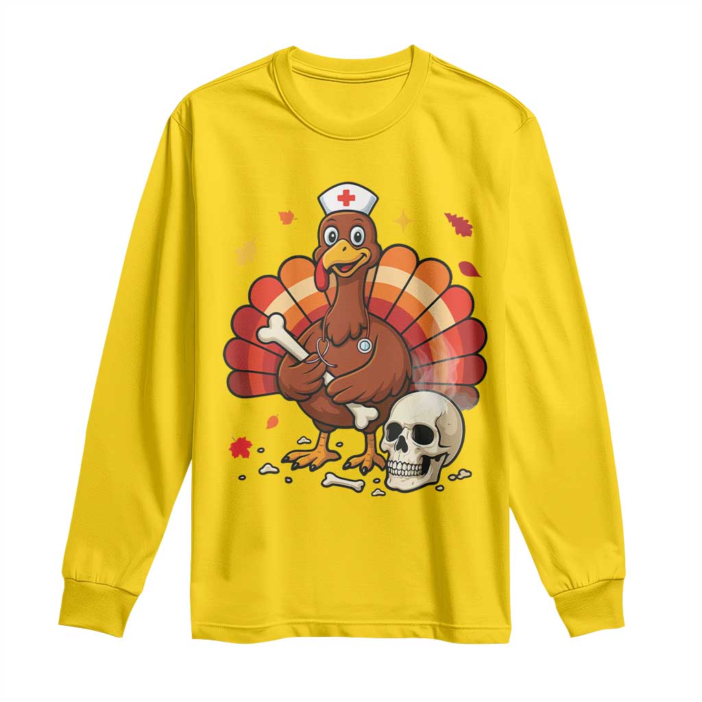 Funny Thanksgiving Nurse Turkey Long Sleeve Shirt Fall RN - Wonder Print Shop