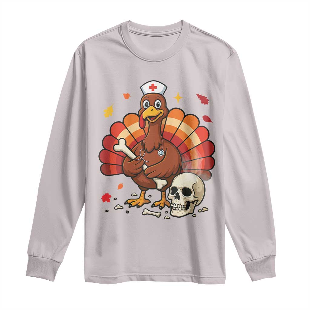 Funny Thanksgiving Nurse Turkey Long Sleeve Shirt Fall RN - Wonder Print Shop