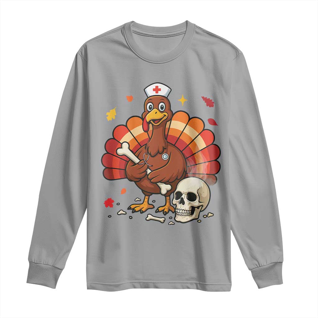 Funny Thanksgiving Nurse Turkey Long Sleeve Shirt Fall RN - Wonder Print Shop