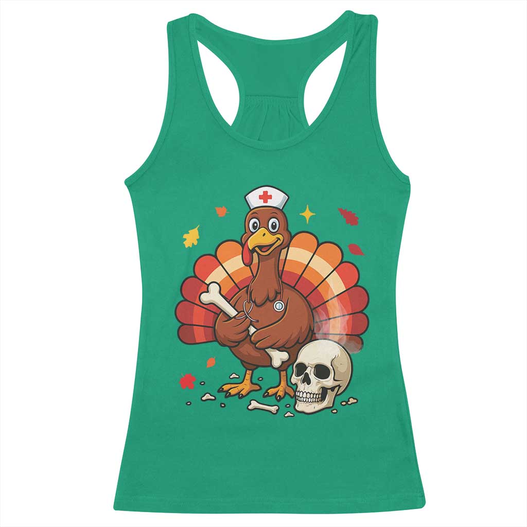 Funny Thanksgiving Nurse Turkey Racerback Tank Top Fall RN - Wonder Print Shop