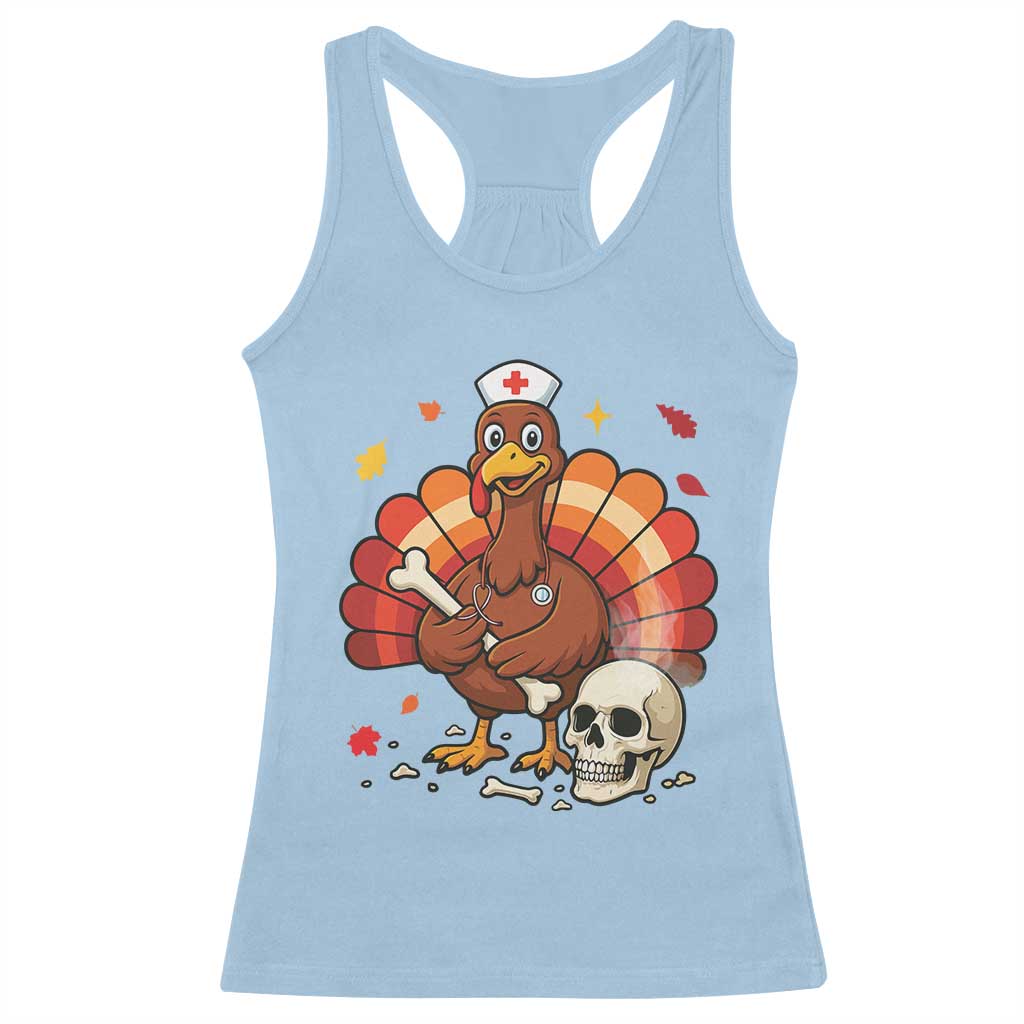 Funny Thanksgiving Nurse Turkey Racerback Tank Top Fall RN - Wonder Print Shop