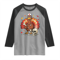 Funny Thanksgiving Nurse Turkey Raglan Shirt Fall RN - Wonder Print Shop