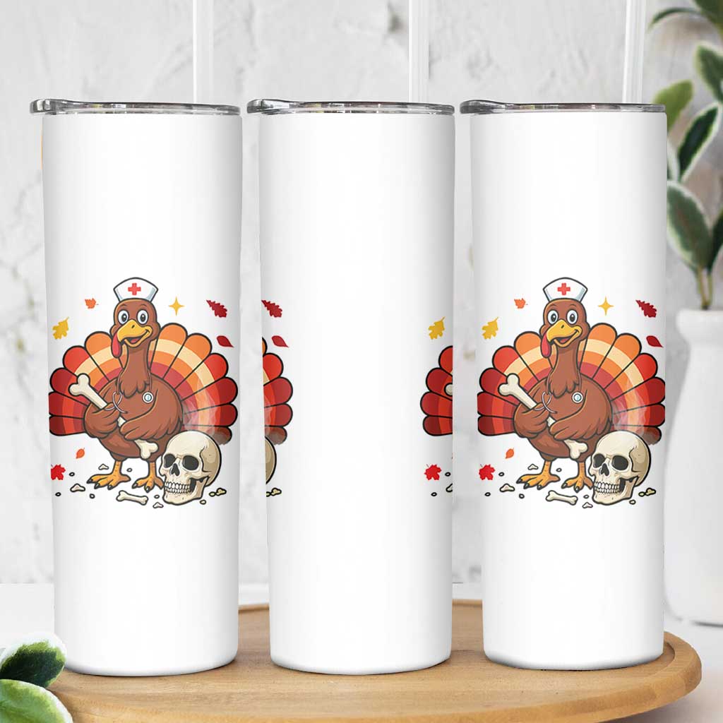 Funny Thanksgiving Nurse Turkey Skinny Tumbler Fall RN - Wonder Print Shop