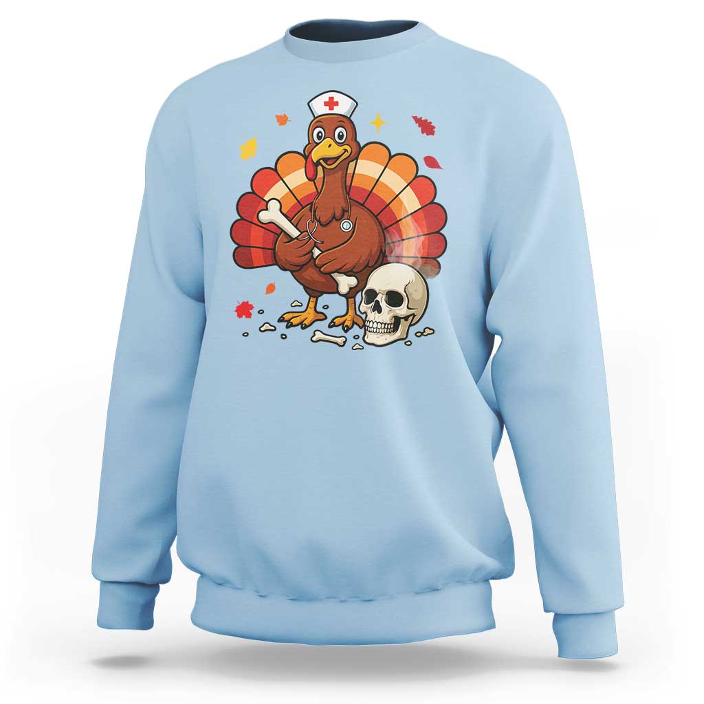 Funny Thanksgiving Nurse Turkey Sweatshirt Fall RN - Wonder Print Shop