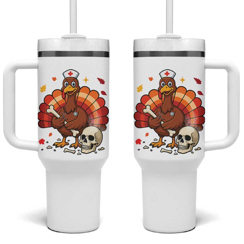 Funny Thanksgiving Nurse Turkey Tumbler With Handle Fall RN - Wonder Print Shop