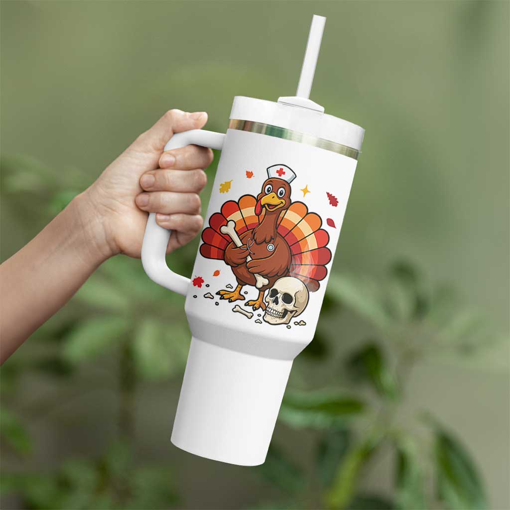 Funny Thanksgiving Nurse Turkey Tumbler With Handle Fall RN - Wonder Print Shop