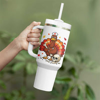 Funny Thanksgiving Nurse Turkey Tumbler With Handle Fall RN - Wonder Print Shop
