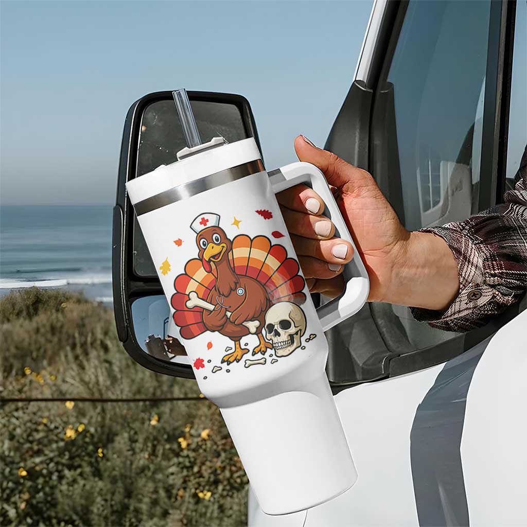 Funny Thanksgiving Nurse Turkey Tumbler With Handle Fall RN - Wonder Print Shop