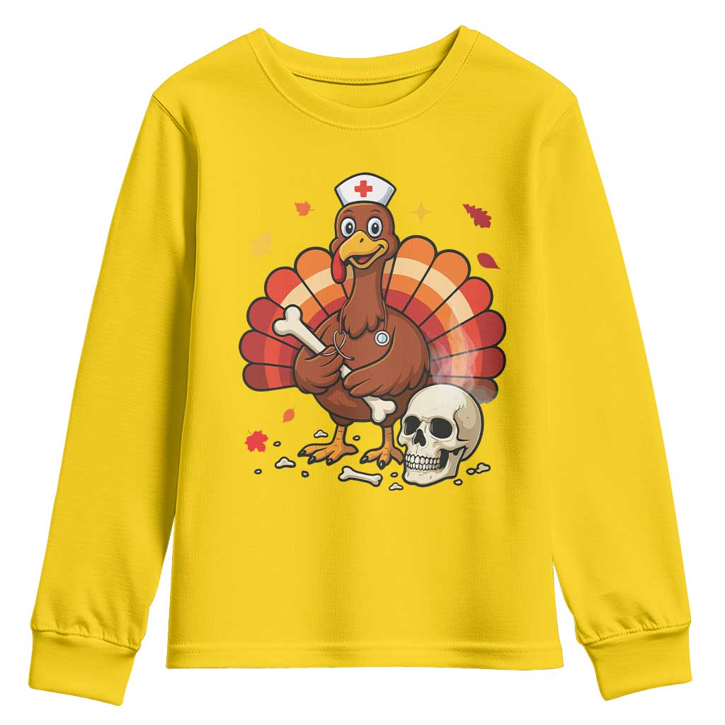 Funny Thanksgiving Nurse Turkey Youth Sweatshirt Fall RN - Wonder Print Shop