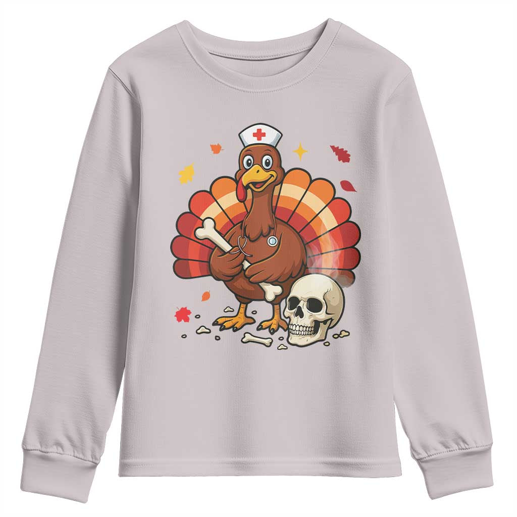 Funny Thanksgiving Nurse Turkey Youth Sweatshirt Fall RN - Wonder Print Shop