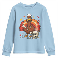Funny Thanksgiving Nurse Turkey Youth Sweatshirt Fall RN - Wonder Print Shop