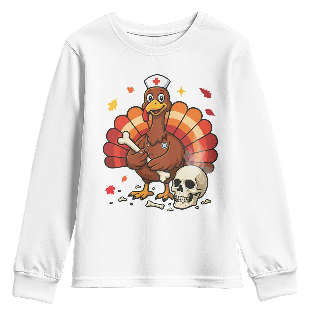 Funny Thanksgiving Nurse Turkey Youth Sweatshirt Fall RN - Wonder Print Shop