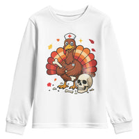 Funny Thanksgiving Nurse Turkey Youth Sweatshirt Fall RN - Wonder Print Shop