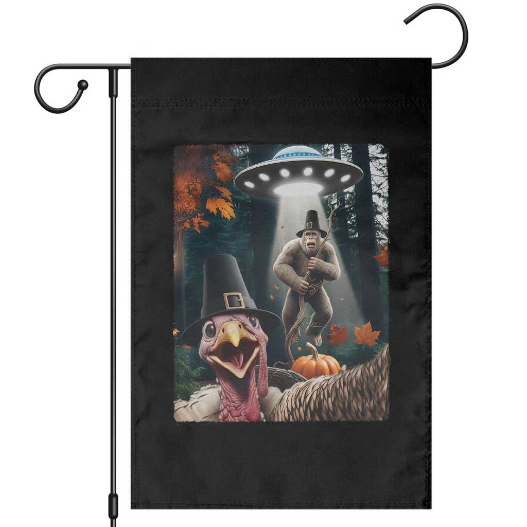 Thanksgiving Funny Bigfoot Turkey Selfie Garden Flag - Wonder Print Shop