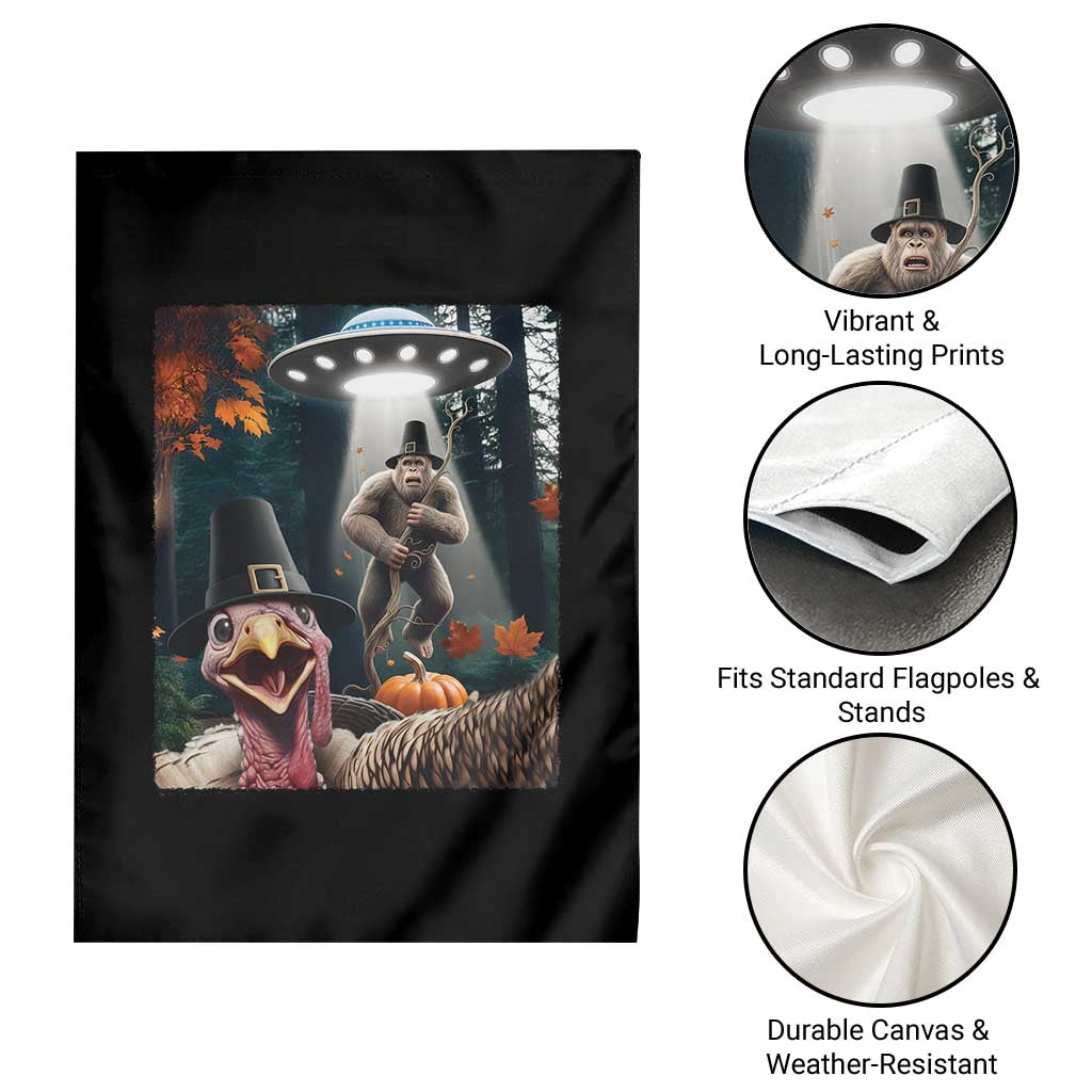 Thanksgiving Funny Bigfoot Turkey Selfie Garden Flag - Wonder Print Shop