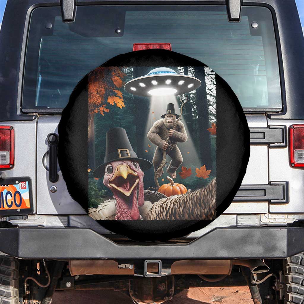 Thanksgiving Funny Bigfoot Turkey Selfie Spare Tire Cover - Wonder Print Shop