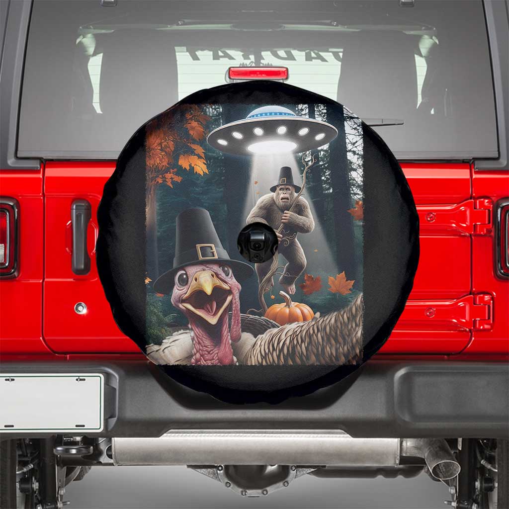 Thanksgiving Funny Bigfoot Turkey Selfie Spare Tire Cover - Wonder Print Shop