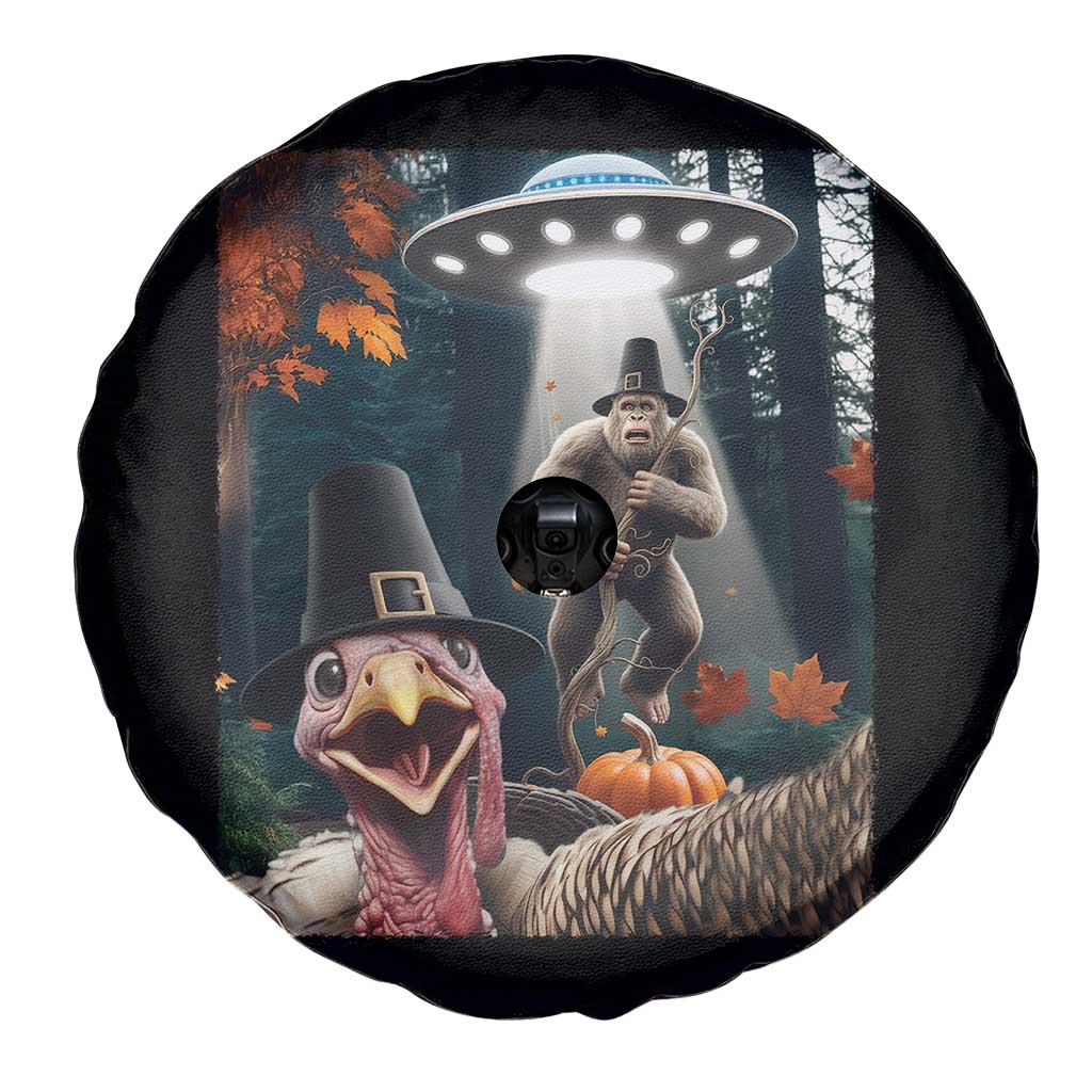 Thanksgiving Funny Bigfoot Turkey Selfie Spare Tire Cover - Wonder Print Shop