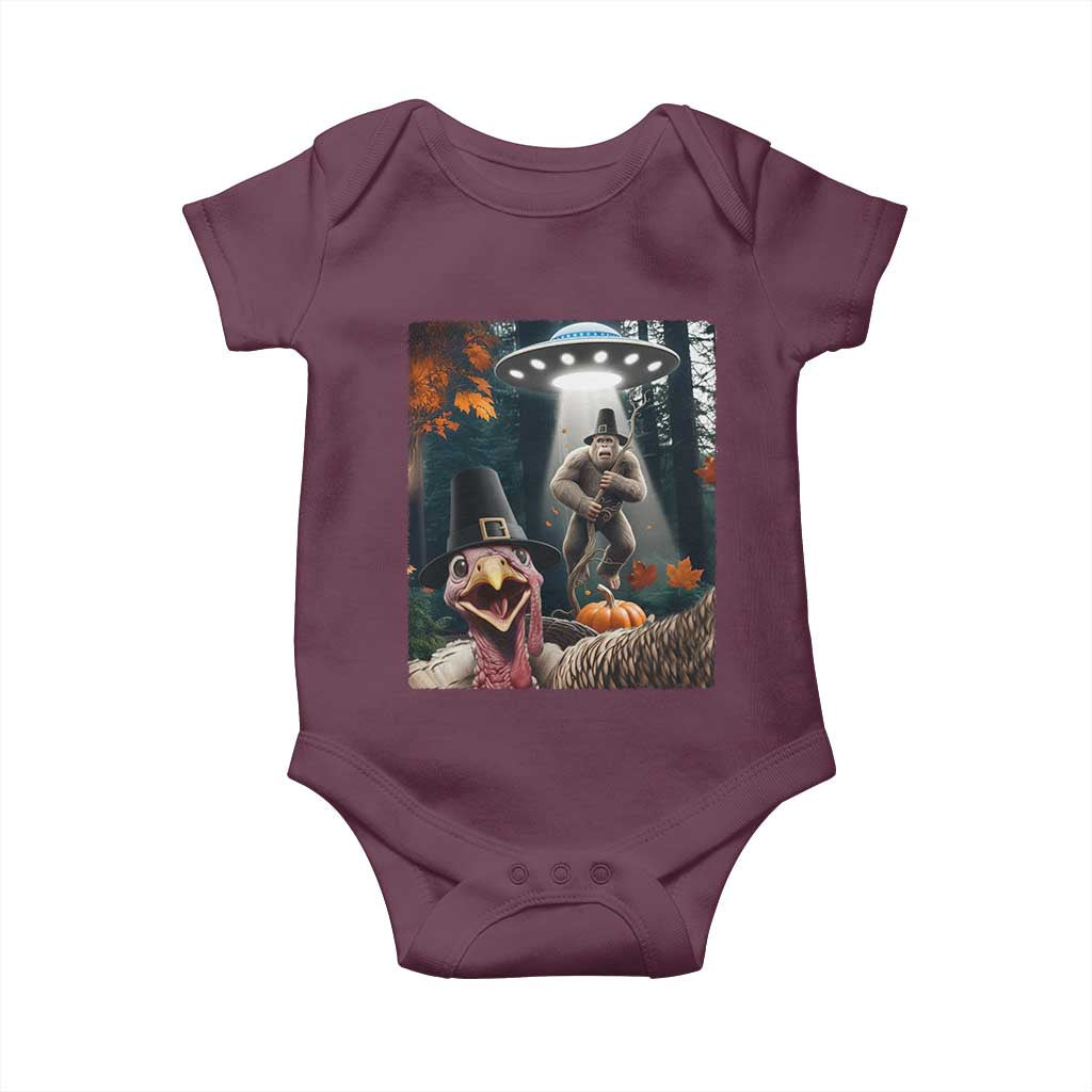 Thanksgiving Funny Bigfoot Turkey Selfie Baby Onesie - Wonder Print Shop