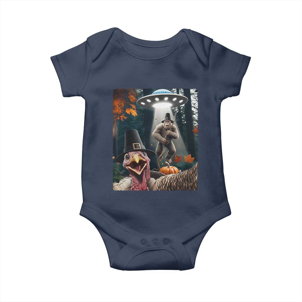 Thanksgiving Funny Bigfoot Turkey Selfie Baby Onesie - Wonder Print Shop