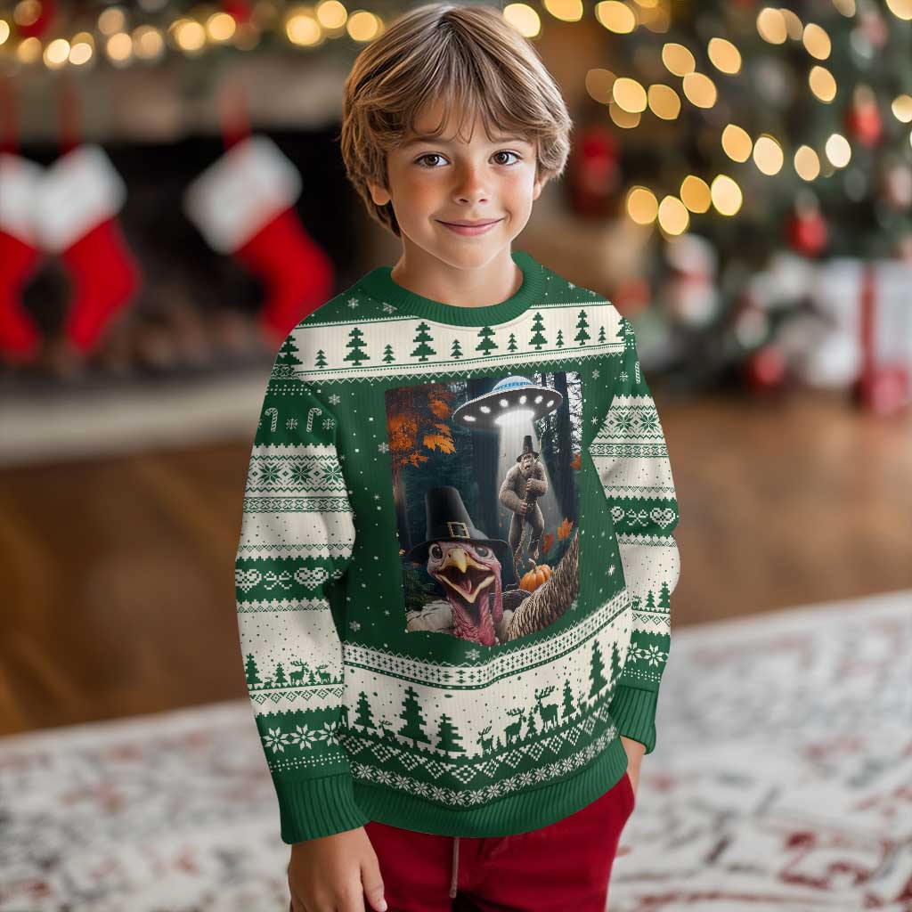 Thanksgiving Funny Bigfoot Turkey Selfie Ugly Christmas Sweater - Wonder Print Shop