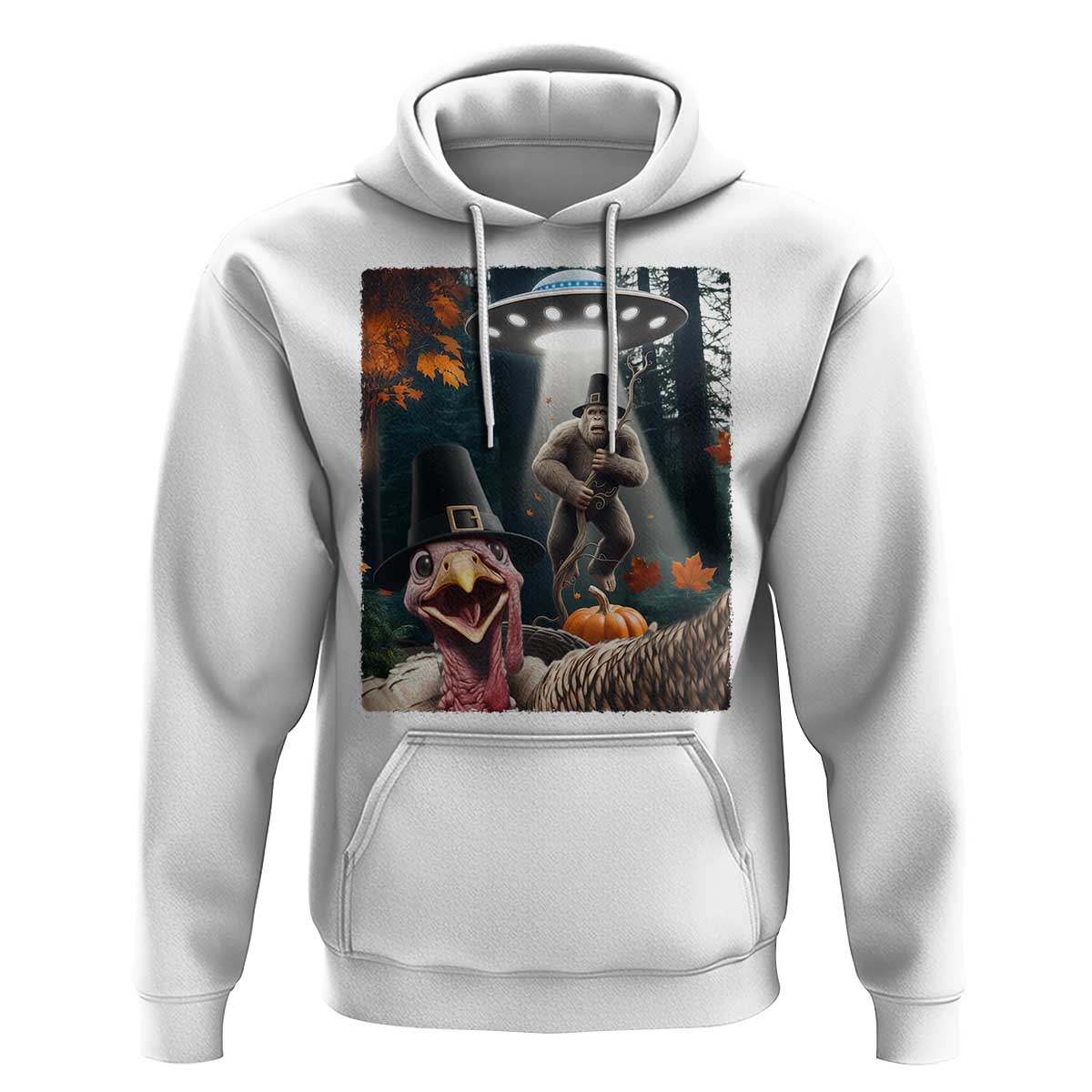 Thanksgiving Funny Bigfoot Turkey Selfie Hoodie - Wonder Print Shop