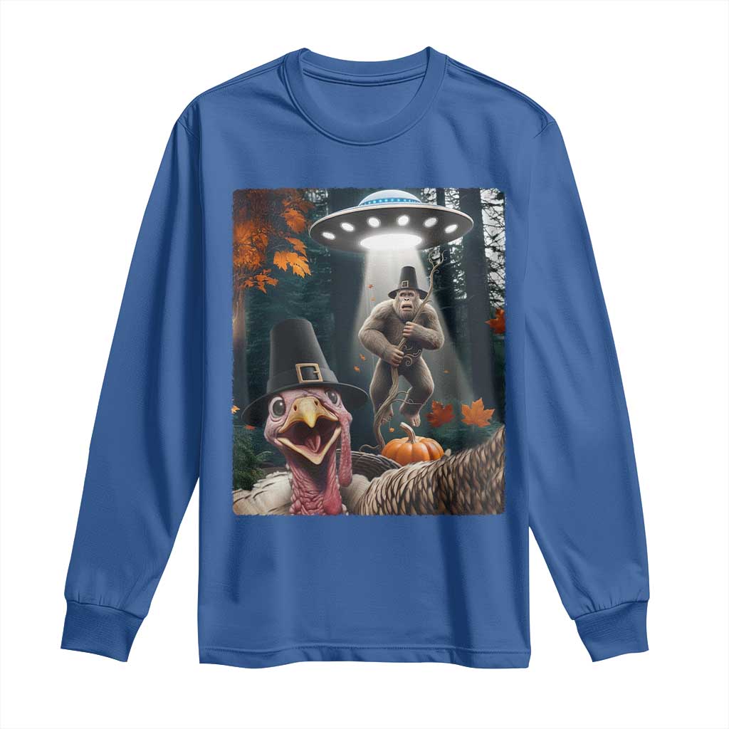 Thanksgiving Funny Bigfoot Turkey Selfie Long Sleeve Shirt - Wonder Print Shop