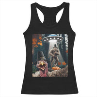 Thanksgiving Funny Bigfoot Turkey Selfie Racerback Tank Top - Wonder Print Shop