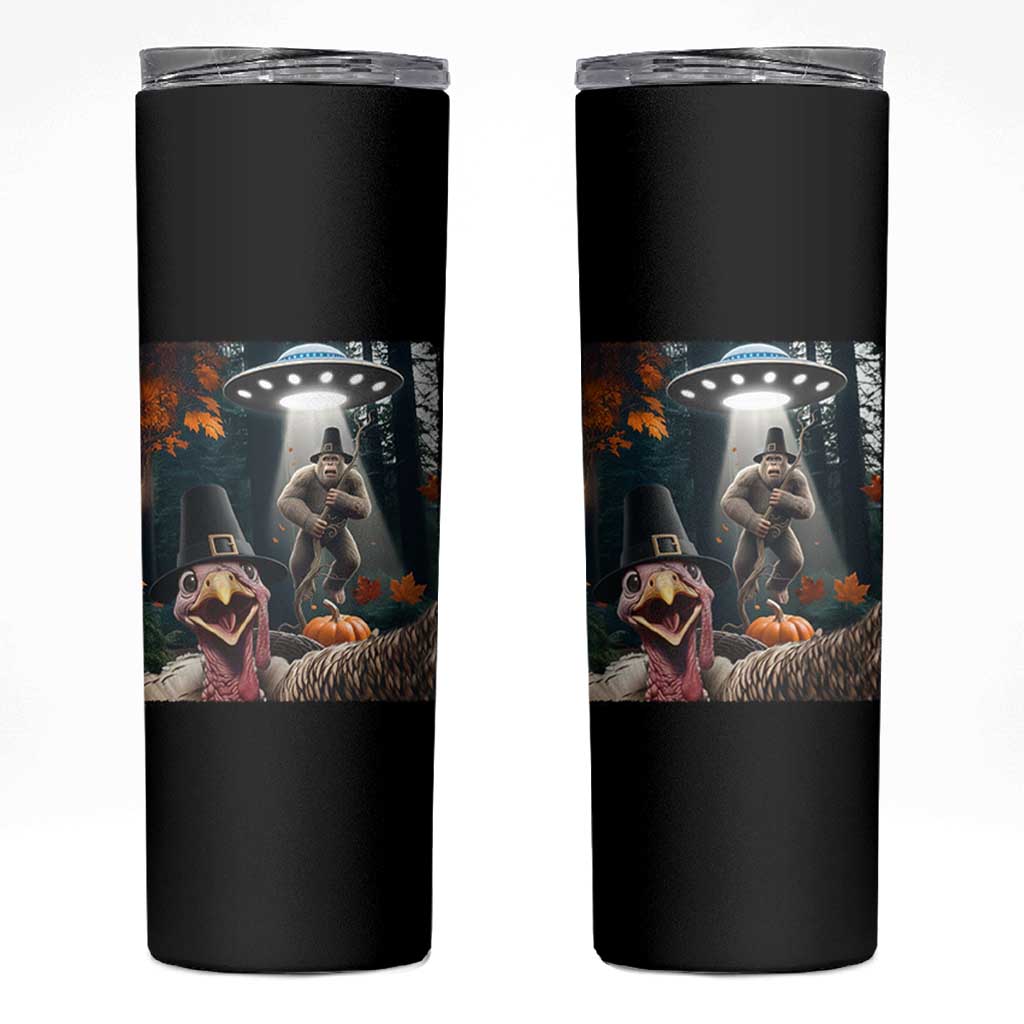 Thanksgiving Funny Bigfoot Turkey Selfie Skinny Tumbler - Wonder Print Shop