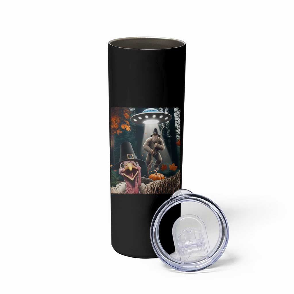 Thanksgiving Funny Bigfoot Turkey Selfie Skinny Tumbler - Wonder Print Shop