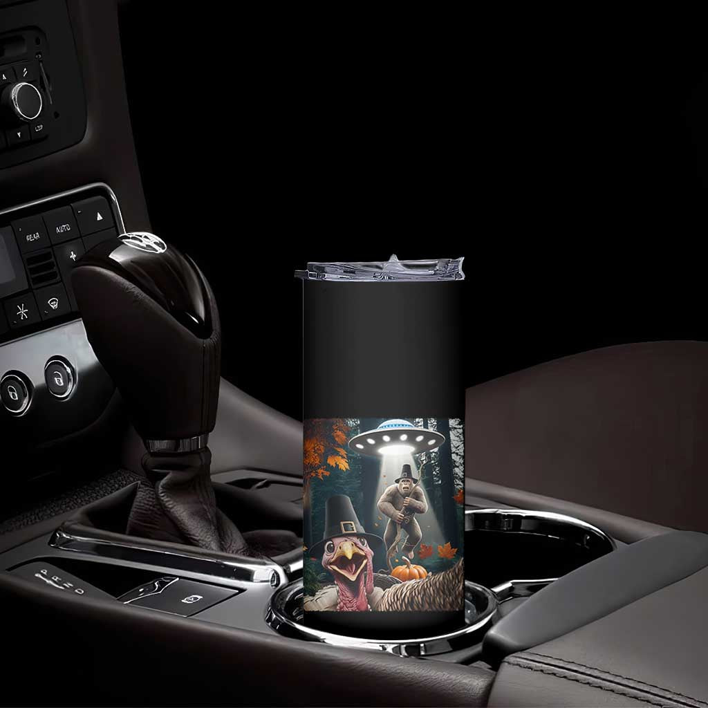Thanksgiving Funny Bigfoot Turkey Selfie Skinny Tumbler - Wonder Print Shop