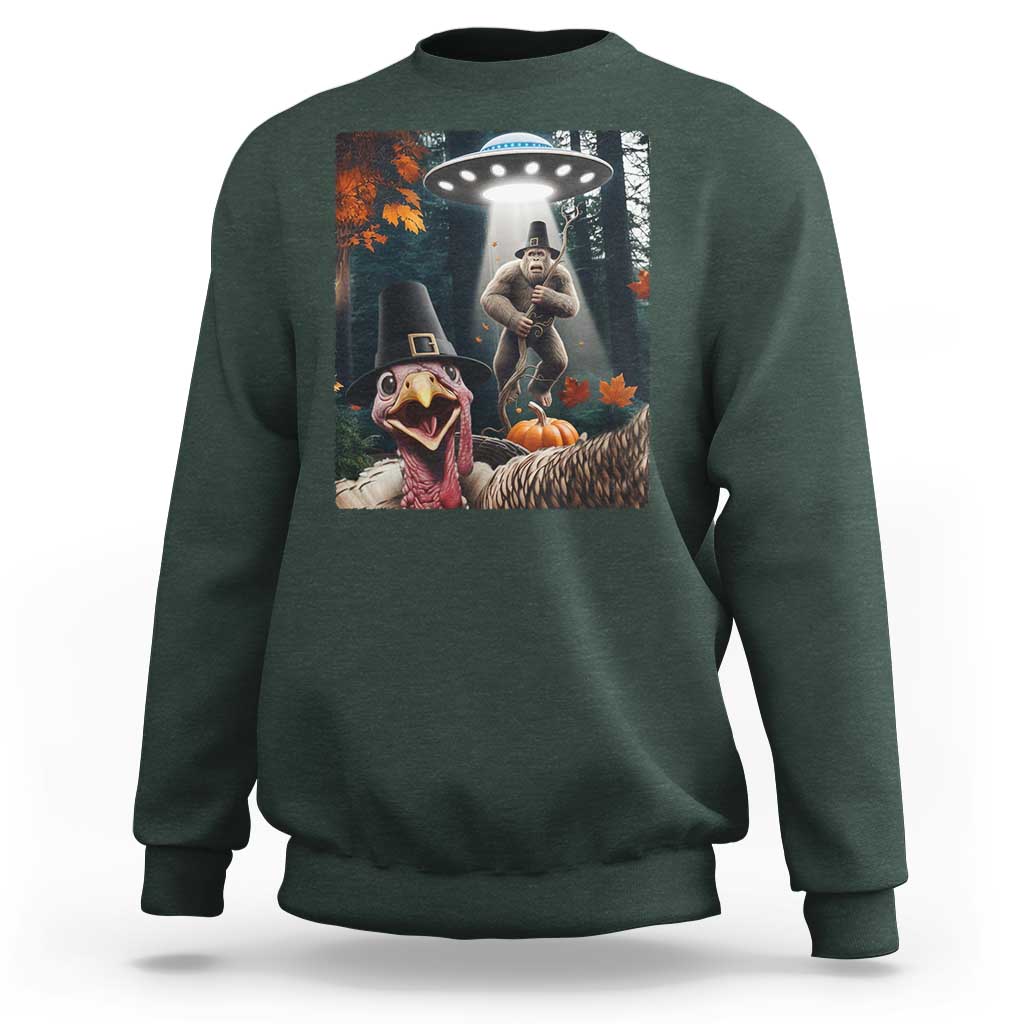 Thanksgiving Funny Bigfoot Turkey Selfie Sweatshirt - Wonder Print Shop