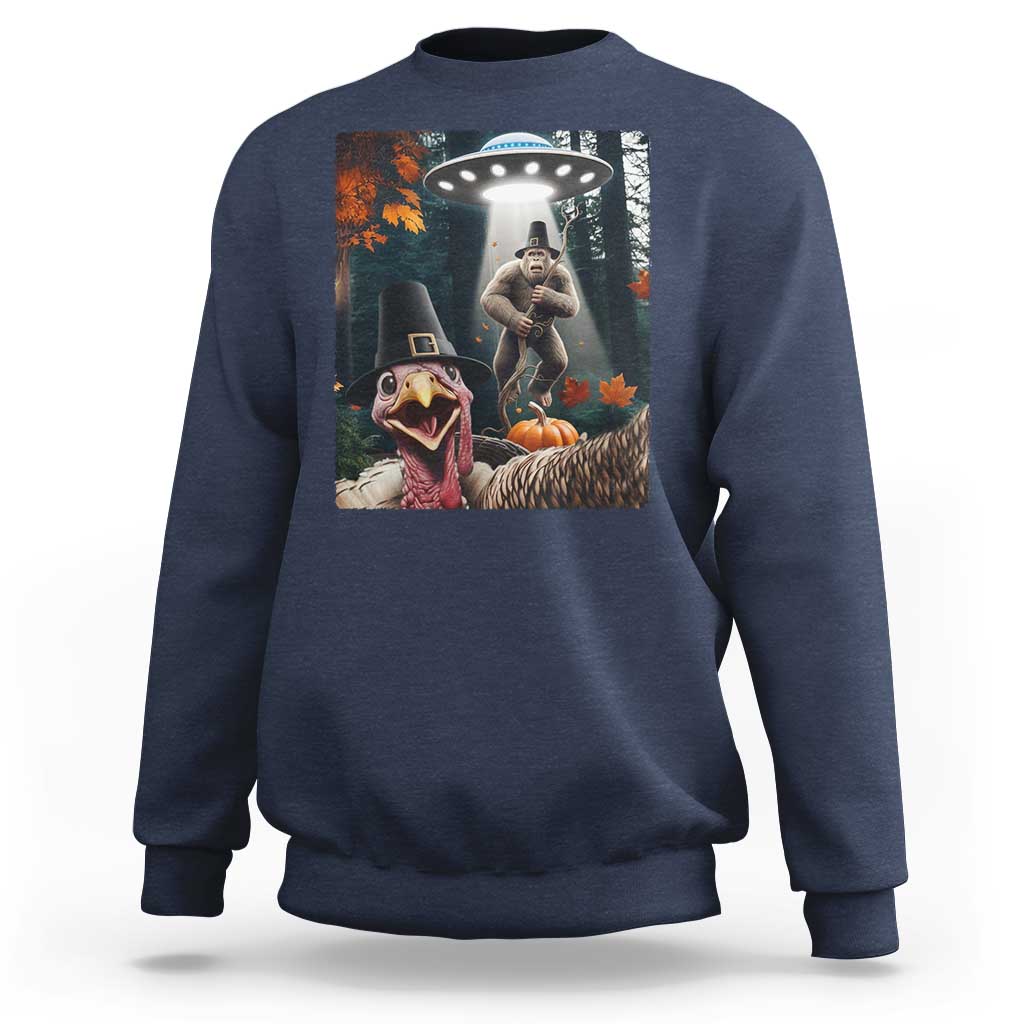 Thanksgiving Funny Bigfoot Turkey Selfie Sweatshirt - Wonder Print Shop