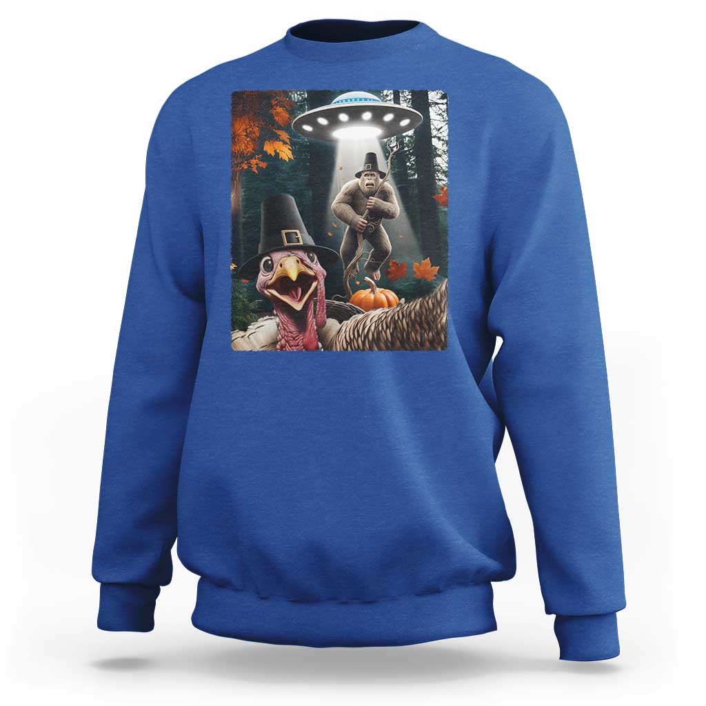 Thanksgiving Funny Bigfoot Turkey Selfie Sweatshirt - Wonder Print Shop
