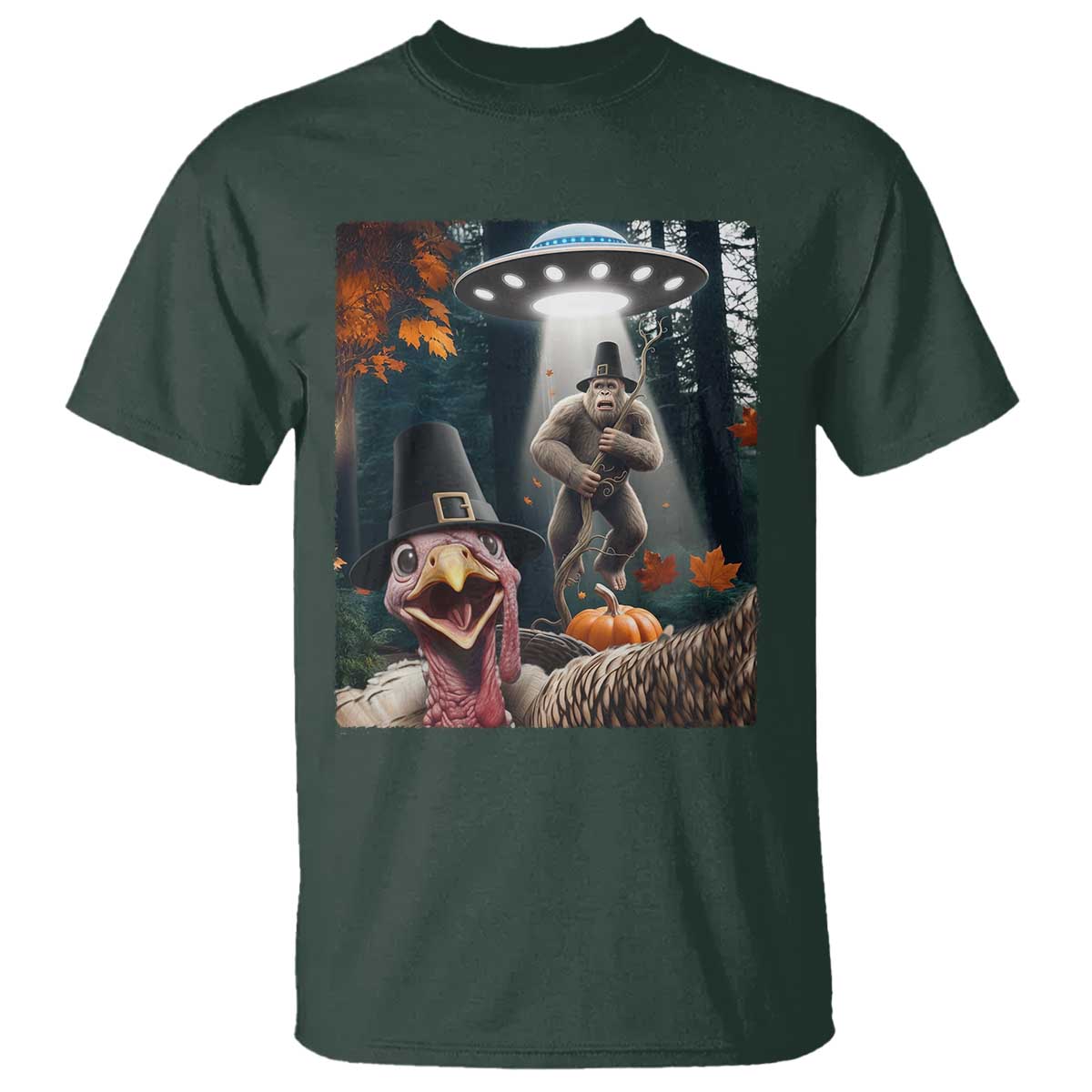 Thanksgiving Funny Bigfoot Turkey Selfie T Shirt - Wonder Print Shop