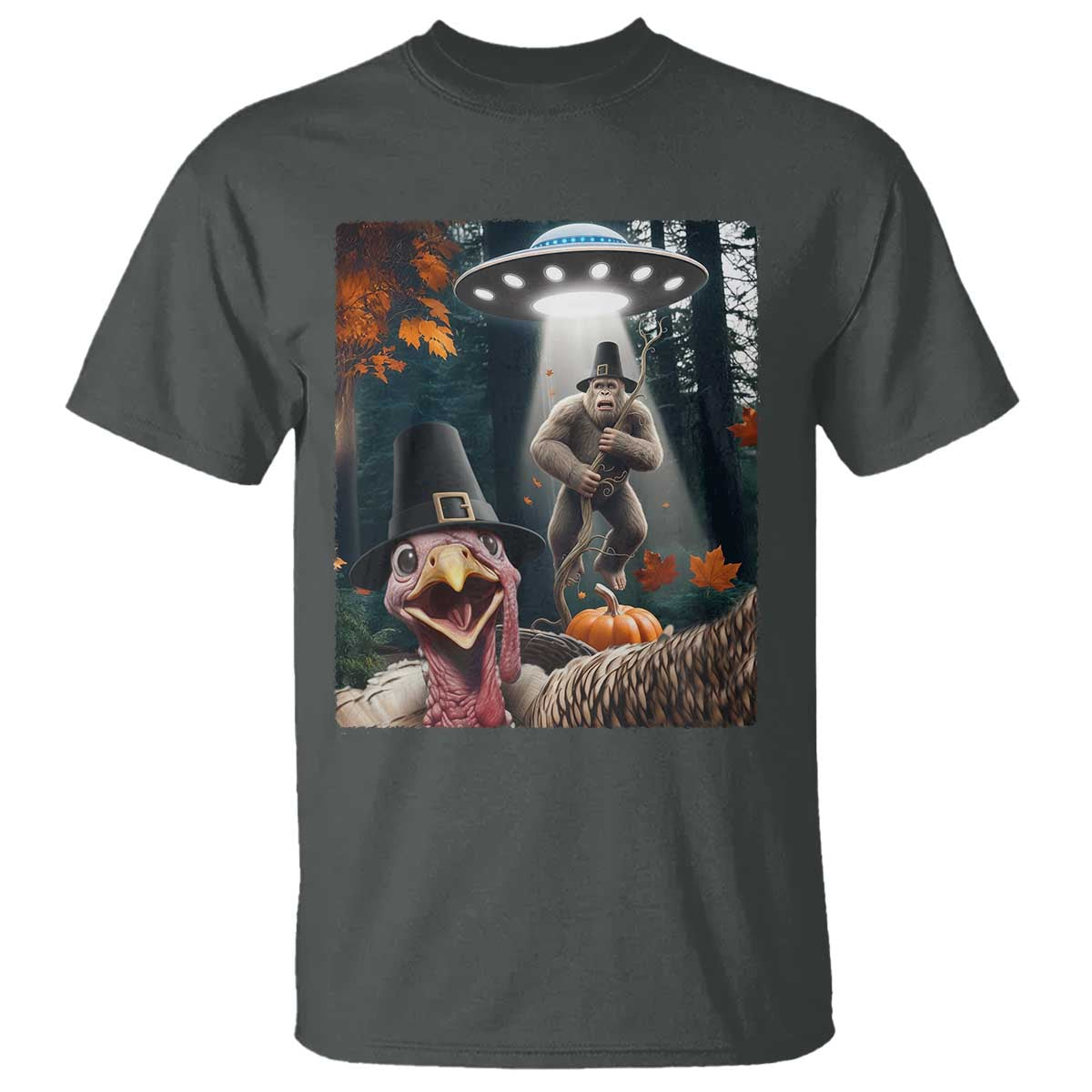 Thanksgiving Funny Bigfoot Turkey Selfie T Shirt - Wonder Print Shop