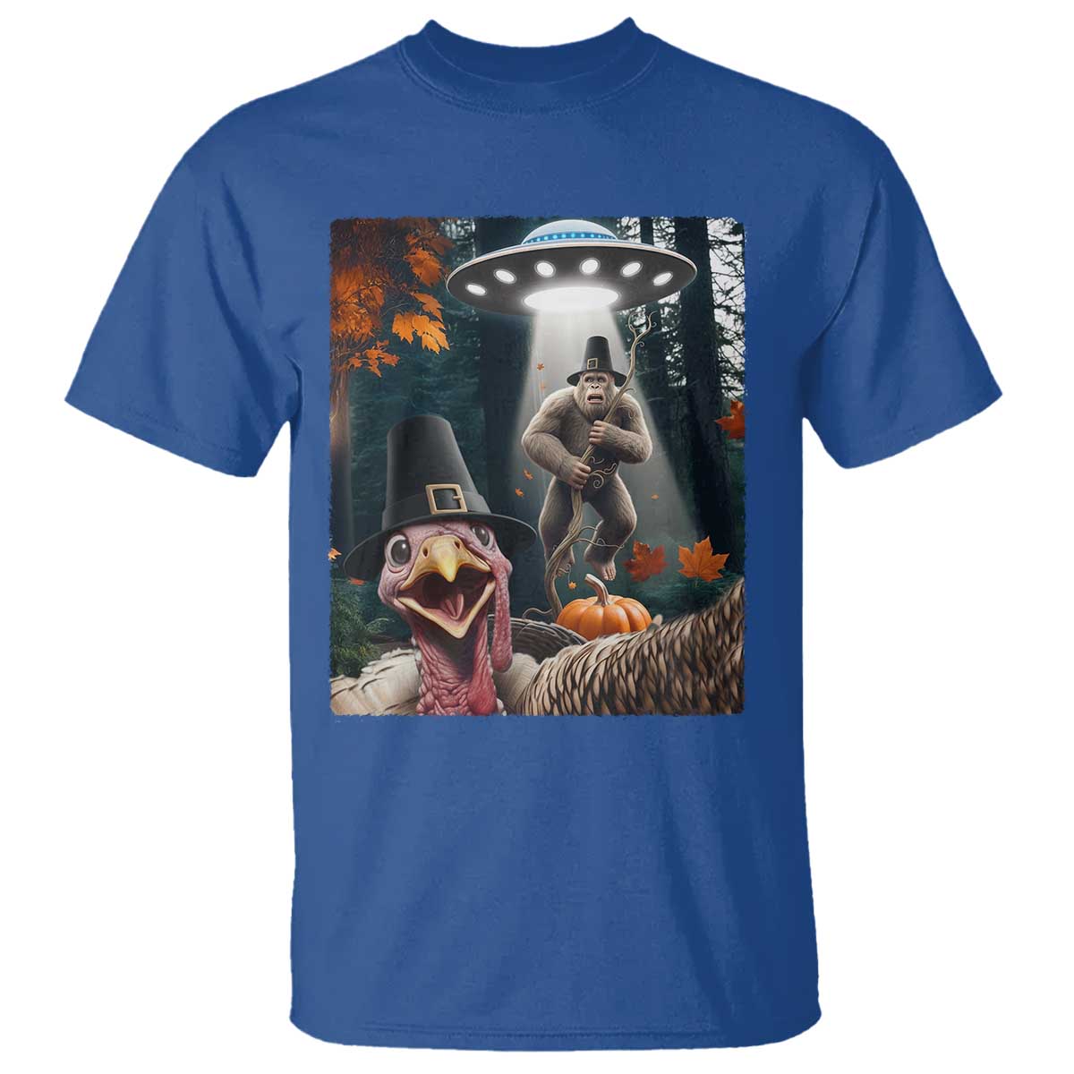 Thanksgiving Funny Bigfoot Turkey Selfie T Shirt - Wonder Print Shop